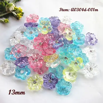 60pcs 13mm mišrios spalvos gėlių akrilo mygtukai marškinėliai kalnų krištolas kristalo sagos, siuvimo amatai, dekoratyviniai aksesuarai