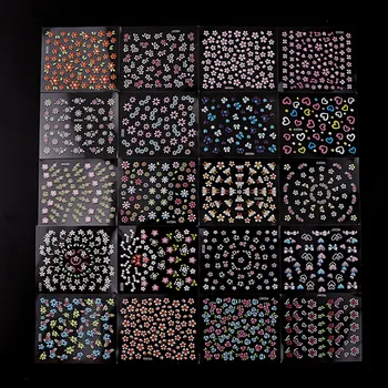 50 Lapų 3D Nagų Lipdukas Skaidrus Apačioje Spalvinga Gėlių Drugelis Serijos Stereoskopinis Nagų Lipduką Apdaila
