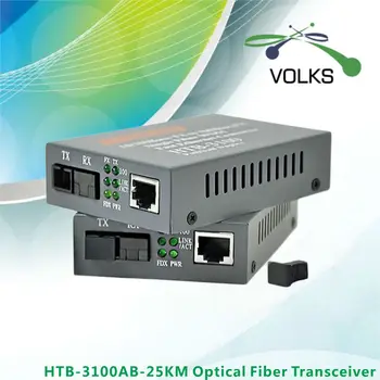 HTB-3100AB Optinio Pluošto Ethernet Media Converter Vieno Pluošto Konverteris 25 km SC 10/100M 1 Pora