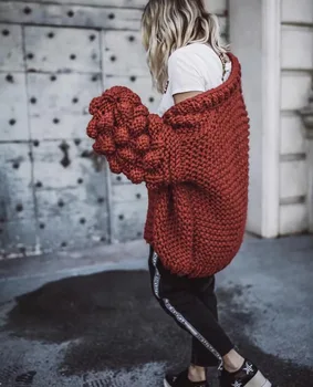 2018 moteriški drabužiai karšto pardavimo megztiniai medvilnės vertus, susagstomų megztinių saldus spalva žibintų rankovės bohemijos žiemą stori megztiniai