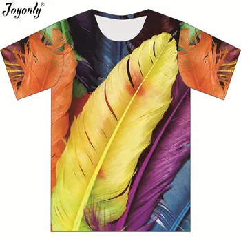 Joyonly 2018 m. Vasaros Berniukų/Mergaičių Spausdinimo Spalvingų Plunksnų marškinėliai Vaikų 3D T-marškinėliai, Drabužiai Marškinėlius Berniukas Kietas Atsitiktinis Tees Viršūnės