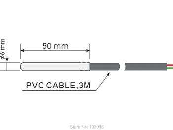 Nemokamas pristatymas NTC10K Temperatūros Jutiklis PVC kabelis, 3 metrai, Saulės Vandens Šildytuvas