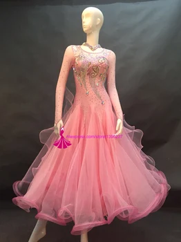 Naujas Atvykimo Standartinių Sportinių Šokių Konkurencijos Suknelė Aukštos Kokybės Užsakymą Moterų Rožinė Pramoginių Šokių Suknelės