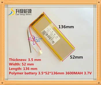 Nemokamas pristatymas 3552136 3,7 V ličio polimerų baterija tablet VIDURIO skydelis 3600MAH 3 eilutės