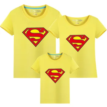 1 vnt Karšto Supermenas Šeimos Atitikimo T marškinėliai Kokybės Medvilnės Vasaros Stiliaus Motina ir Dukra Tėvo ir Sūnaus Drabužius, Print T-shirt