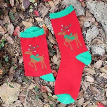 Karšto Naujas vyrų ir moterų Snaigės Elnias Spausdinti Medvilnės Atsitiktinis Kojinės Ponios rudenį ir žiemą, Kalėdų, Naujų Metų, raudonos spalvos kojinių pora