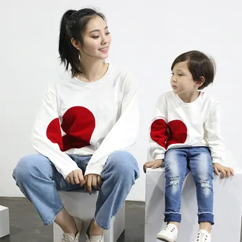 XiaGuoCai Pavasarį, Rudenį motina mergaitė, komplektai, motina, dukra atitikimo šeimos hoodies Ne Red hat meilė modelio drabužius l133 35