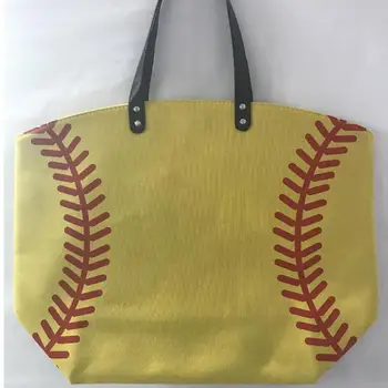 2017 naujas beisbolo maišelį futbolo beisbolo baltos spalvos siūlėmis krepšiai beisbolo moterų Medvilnės Drobės Sportiniai Krepšiai Beisbolo Tote bag
