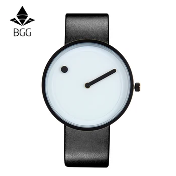 2017 Minimalistinio stiliaus kūrybos laikrodžius BGG black & white naujo dizaino Taškas ir Linija, paprastas, stilingas kvarcinis mados laikrodžiai dovanų