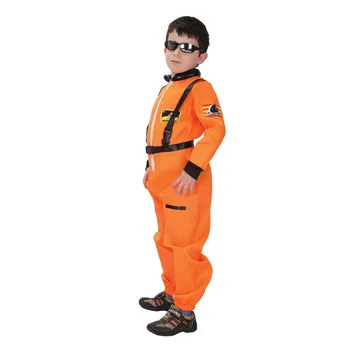 Oranžinė Spalva Astronautų Kostiumas Berniukams Kalėdų Karnavalas Helovinas Maskuotis Vaikų Fancy Dress Vaikas Pilotas Cosplay Drabužiai