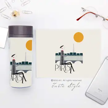 Plastiko Izoliacija Londone, niujorke, Paryžiuje, Vaikams, Vandens Buteliukas 300ml Dovana BPA Free Su Dangteliu Šiuolaikinės Asmeniniams City Kelionių Drinkware