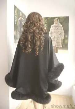 Nemokamas pristatymas Kašmyro skara su Natūralaus lapės kailio poncho rudens žiemos ponios megzti itin ilgai vakare kailio Kašmyras cape
