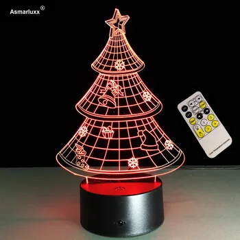 Nuotolinio Ar Touch Valdymo 3D Lempos Kalėdų Eglutė Naktį Šviesos 7 Spalvų Tamsos 3D Lentelė Šviesos Kalėdų Dovana Atostogų Šviesos