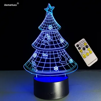 Nuotolinio Ar Touch Valdymo 3D Lempos Kalėdų Eglutė Naktį Šviesos 7 Spalvų Tamsos 3D Lentelė Šviesos Kalėdų Dovana Atostogų Šviesos