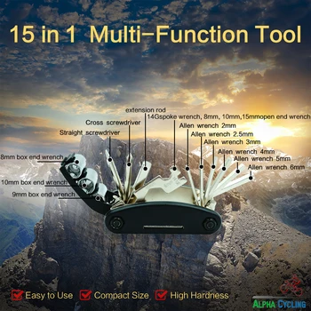 15 in 1 Multi-Funkcija Dviračių remonto įrankių rinkinys Aukštos Kokybės, Tvirtos ir pilnai funkcionalus Lengva nešiotis ir laikyti