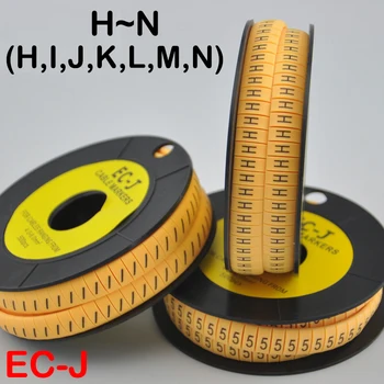500pcs/roll A-Z-H-N HIJKLMN arabiškais Skaitmenimis EB-J 4-6mm Lankstus PVC Spausdinti Mova Vamzdžio Butas Etiketės Viela Žymeklis
