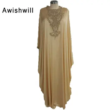 Naujas Atvykimo Zawalcowany Musulmonų Vakarinę Suknelę Arabų Stiliaus Ilgomis Rankovėmis Maroko Kaftan Suknelė Šifono Suknelės, Šaliai