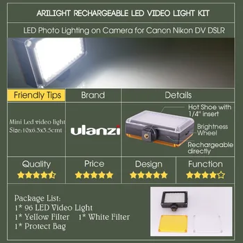 Ulanzi Mini LED Vaizdo Šviesos Nuotrauka Apšvietimo Kamera Hotshoe Pritemdomi LED Lempos Canon Nikon Sony vaizdo Kamera DV DSLR 