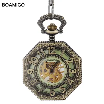 Vyrai, kišeniniai laikrodžiai, antikvariniai mechaniniai laikrodžiai skeletas karšto vario dovana laikrodis lydinio atveju prabanga grandinės BOAMIGO prekės FOB laikrodžiai