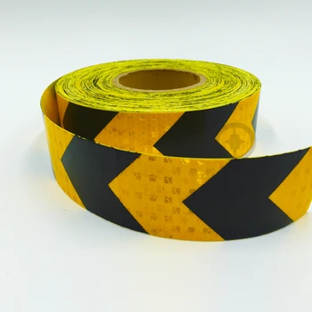 5cmx10m šviečia atspindintis įspėjimo lipnios stikcer su geltona spalva juoda rodyklė spausdinimo automobilių