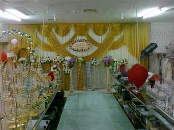 Prabangus ir elegantiškas 6 metrų ilgio aukso vestuvių swags, vestuvių fonas draperija atveju šalis, vestuvių dekoravimas