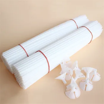 50sets/daug 32cm lateksiniai Balionai Stick Balta PVC Juostos Tiekimo Balionai Turėtojas Lazdos Su Taurės Šalis Dekoro Priedai