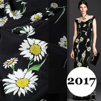 2017 karšto pardavimo Paryžiaus stiliaus Daisy sunkiųjų mados spausdinti sunkiųjų krepo suknelė 
