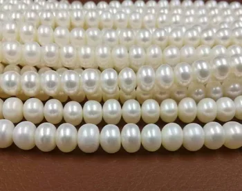 Didmeninė prarasti pearl string 7-8mm, balta duona gėlavandenių perlų Nemokamas pristatymas