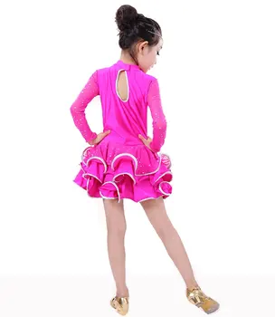2016 Lotynų Mergaičių Šokių Suknelė Mergaitėms Dancewear Samba Pramoginių Šokių, Baleto Spektaklis Suknelės Vaikams Kostiumas Vestido Leopardas