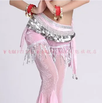 Naujas stilius Pilvo šokio kostiumai aksomo 3rows 338 sidabro monetų pilvo šokis hip šalikas moterims pilvo šokiai diržai