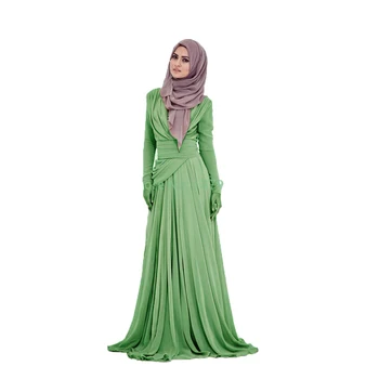 Naujas 2016-line Aukšta Apykakle ilgomis Rankovėmis Šampano Hijab Underscarf Dubajus Maroko Kaftan Musulmonų Vakaro Suknelės Prom Dress Suknelė
