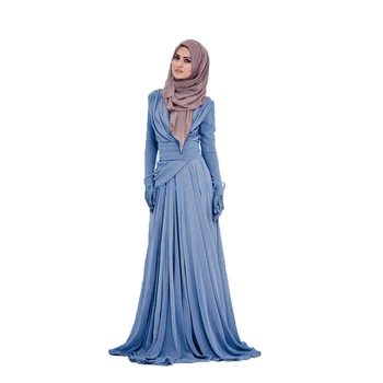 Naujas 2016-line Aukšta Apykakle ilgomis Rankovėmis Šampano Hijab Underscarf Dubajus Maroko Kaftan Musulmonų Vakaro Suknelės Prom Dress Suknelė