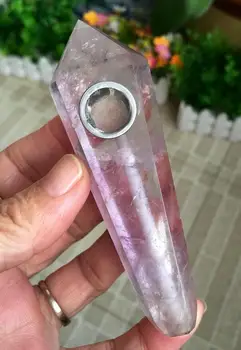 Natūralus ametistas kristalų kvarco kristalo akmenys rūkymas vamzdis kvarco taškų cigarečių turėtojas