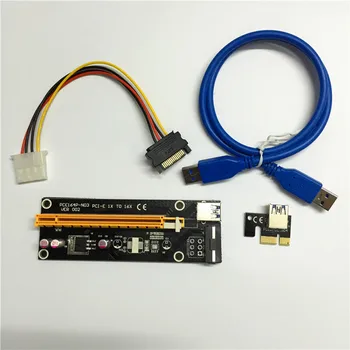 Stove PCI-E x1 pcie 1x pci express x1616x Kasybos Mašinos Patobulintas Extender Riser card Adapteris su USB 3.0 & SATA Maitinimo Kabelis