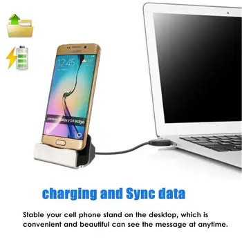Universalus Micro USB Desktop Dock Įkrovimo Sinchronizavimo Lopšys Stotis Stovo Laikiklį Samsung Galaxy S3 S4 S6 S7 Krašto 