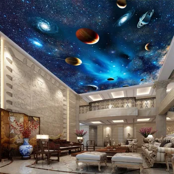 Visatos Erdvės Planetos Naktinio Dangaus Žvaigždžių Foto Freskos Vaikams, Miegamojo Kambarį Lubų, Sienų Dekoras neaustinių Užsakymą 3D Tapetai