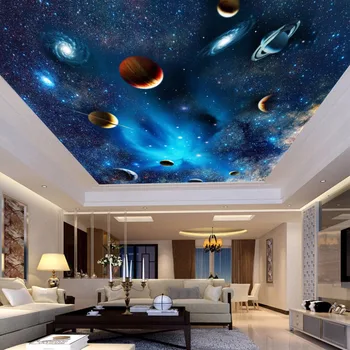 Visatos Erdvės Planetos Naktinio Dangaus Žvaigždžių Foto Freskos Vaikams, Miegamojo Kambarį Lubų, Sienų Dekoras neaustinių Užsakymą 3D Tapetai