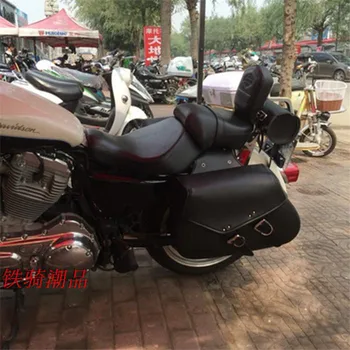 1 pora black PU Odos dalis motoroleris priemonė, krepšiai, motociklų bagažo moto saddlebag už Harley Davidson kniedės motociklo Balno Krepšiai