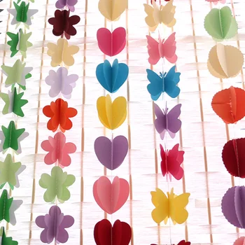 2.6 M 3D Spalvotų Popieriaus Girliandas Drugeliai Širdies Star Gėlių Formos Reklama Vestuvių, Gimtadienio Tiekėjų Kabo Dekoro