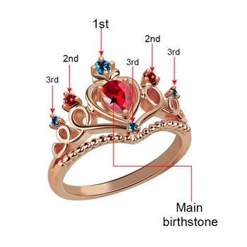 Didmeninė Individualų Gražus Tiara Birthstone Žiedas 