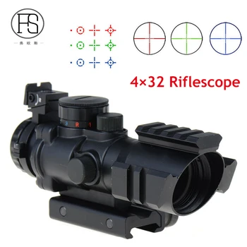Aukštos Kokybės Taktiniai 4X32 Šautuvas taikymo Sritis Fiber Optics Žvilgsnio Karinio Fotografavimo Snaiperis Sritį Raudonos, Žalios Dot Akyse Oro Šautuvas