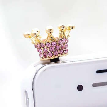 Mobiliojo telefono 3.5 mm audio jungtis Dulkių Plug Kristalų, Cirkonio Pakabukai Ausinės Ausinių Stabdžių Crown Dulkių Prijungti 