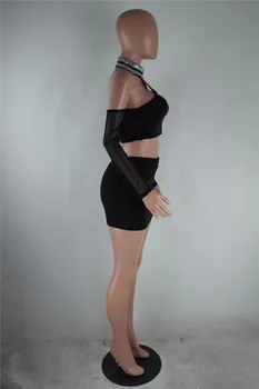 Moterims Dviejų Dalių Seksualus Suknelės Apynasrio Tuščiaviduriai Iš China Choker Suknelė Off Peties Akies Šalies Klubas Dėvėti Bodycon Mini Suknelė Vestidos
