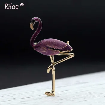 Naujas Dizainas Lydinio violetinė Raudona Mėlyna Emalį Flamingo Paukščių Sagės Moterų, Vyrų Metalo Gyvūnų Sagės, Segtukai, Pokylių Broche Dovana Šalikas