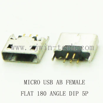 10vnt/daug Moterų Micro USB 2.0 AB rūšis Tiesiogiai Plug-in telefono uodega įkrovimo lizdas 5pin 180 kampu BUTAS BURNĄ