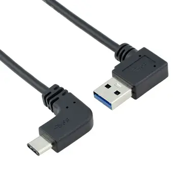 5Gbp/s 90 Laipsnių alkūnė dizaino USB 3.1 USB-C C Tipo vyras į Dešinę Kampu USB 3.0 male Duomenų Perdavimo Įkrovimo kabeliai 1m 3ft