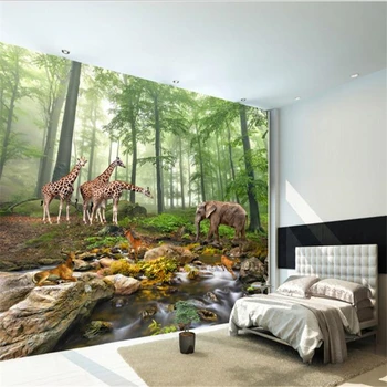 Beibehang Didelis užsakymą tapetai HD Dream Miško Žirafa, dramblys briedžių 3D kraštovaizdžio tapybos papel de parede padaryti darbalaukio