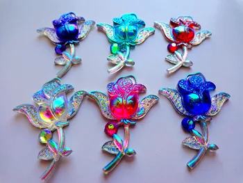 ZBROH Mišrus spalva Siūti cirkonio Dervos crystal rose gėlių formos 48*36mm flatback aksesuaras brangakmenio masės 30pcs/maišelis
