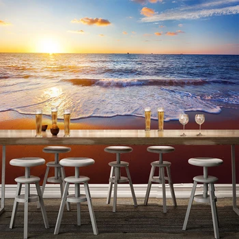 Sunset Sea Surf Beach Fantazijos Kraštovaizdžiu 3D Stereo Tapetai Naujo Dizaino Tekstūros Nuotraukų Siena Dokumentus Gyvenimo Kambario, Miegamasis Namų Dekoro