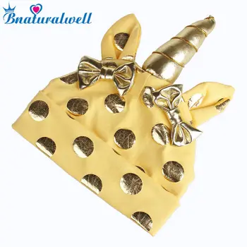 Bnaturalwell Medvilnės Baby Skrybėlę Aukso Dot Spausdinti Mergaitės Berniukai Vienaragis Bžūp Pavasario Bamblys Vaikai Medvilnės Beanies Cute Kūdikių Skrybėlės H140S